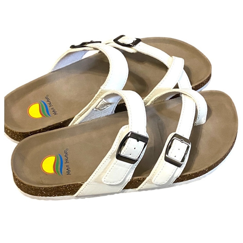 🌑SOLD🌑 NWOB Maui Island White Double Strap Sandals with Buckles